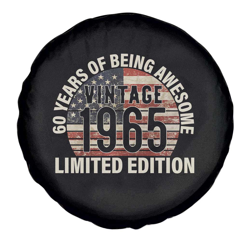 60th Birthday Spare Tire Cover Vintage 1965 Limited Edition 60 Years Of Being Awesome American Flag TS11 Print Your Wear