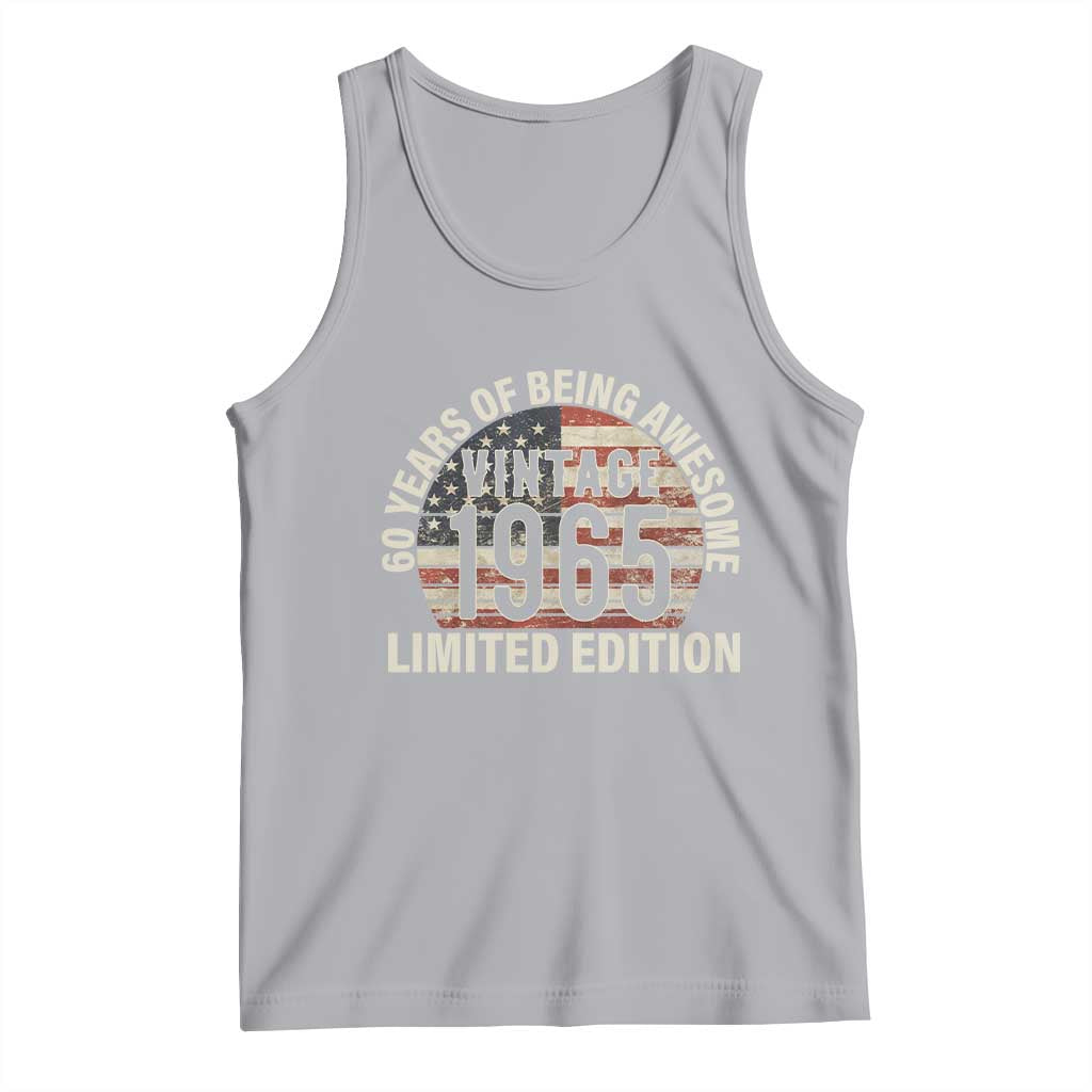 60th Birthday Tank Top Vintage 1965 Limited Edition 60 Years Of Being Awesome American Flag TS11 Athletic Heather Print Your Wear