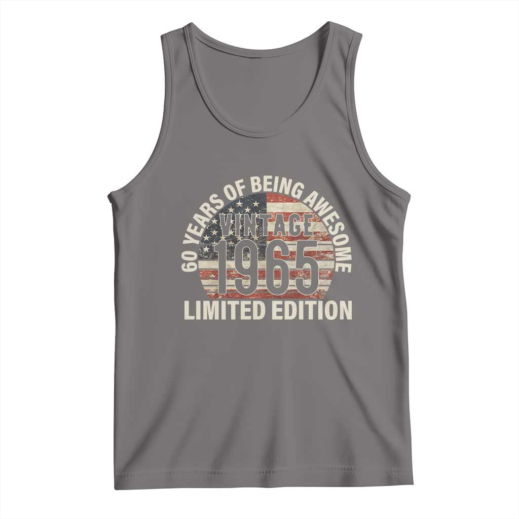 60th Birthday Tank Top Vintage 1965 Limited Edition 60 Years Of Being Awesome American Flag TS11 Deep Heather Print Your Wear