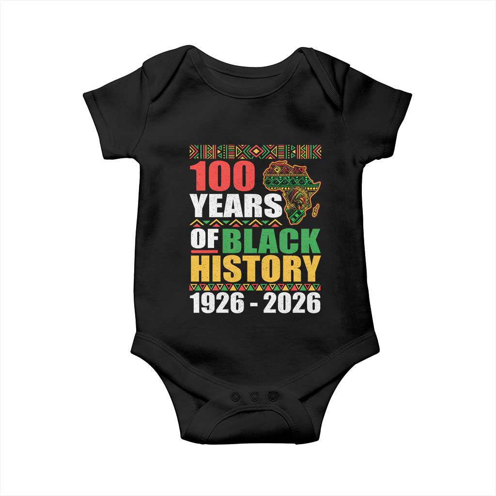 100 Years Of Black History 1926 2026 Centennial Baby Onesie Africa Map TS11 Black Print Your Wear