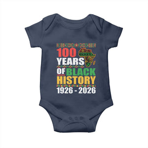100 Years Of Black History 1926 2026 Centennial Baby Onesie Africa Map TS11 Navy Print Your Wear