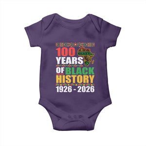 100 Years Of Black History 1926 2026 Centennial Baby Onesie Africa Map TS11 Purple Print Your Wear