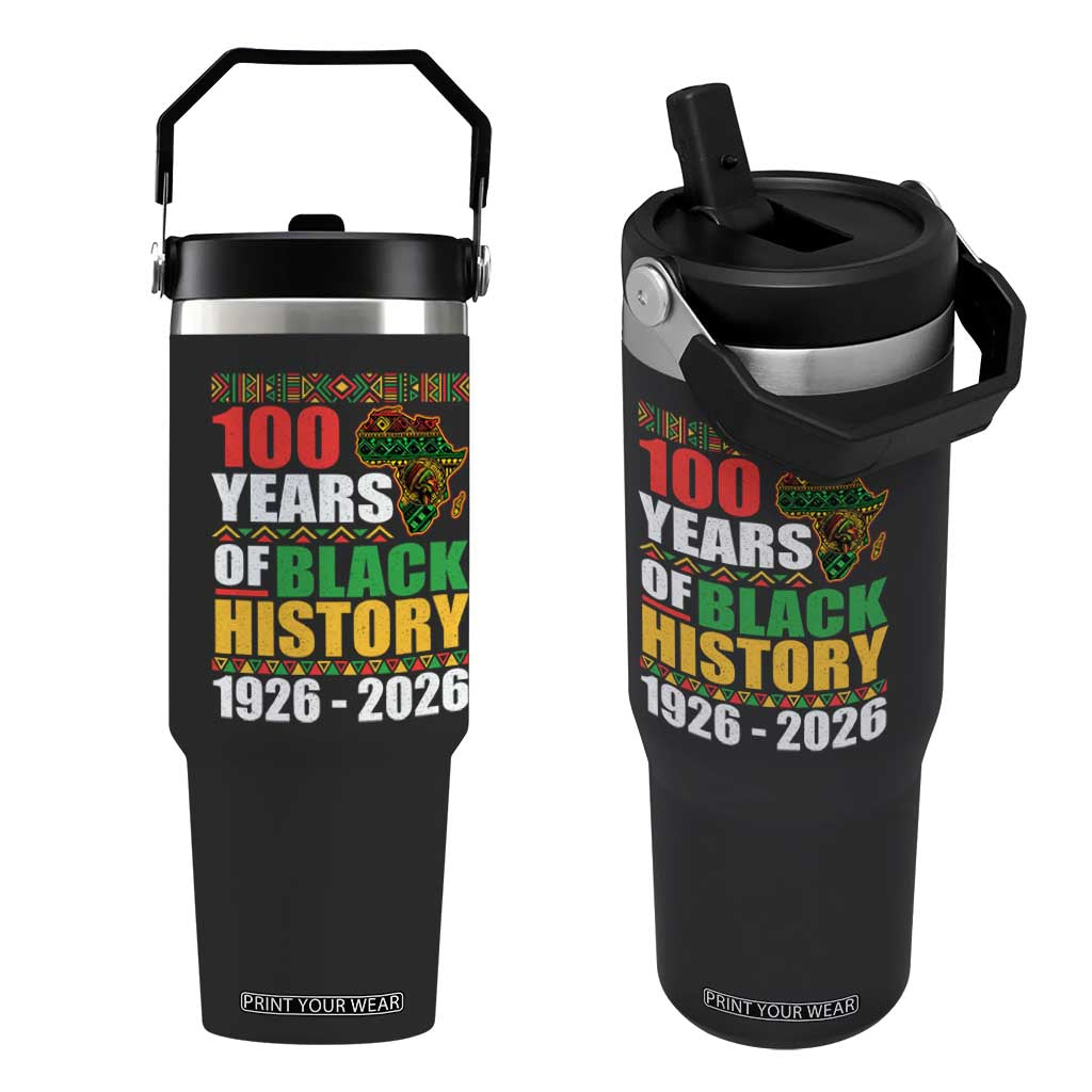 100 Years Of Black History 1926 2026 Centennial Flip Straw Tumbler Africa Map TS11 One Size: 30 oz Black Print Your Wear