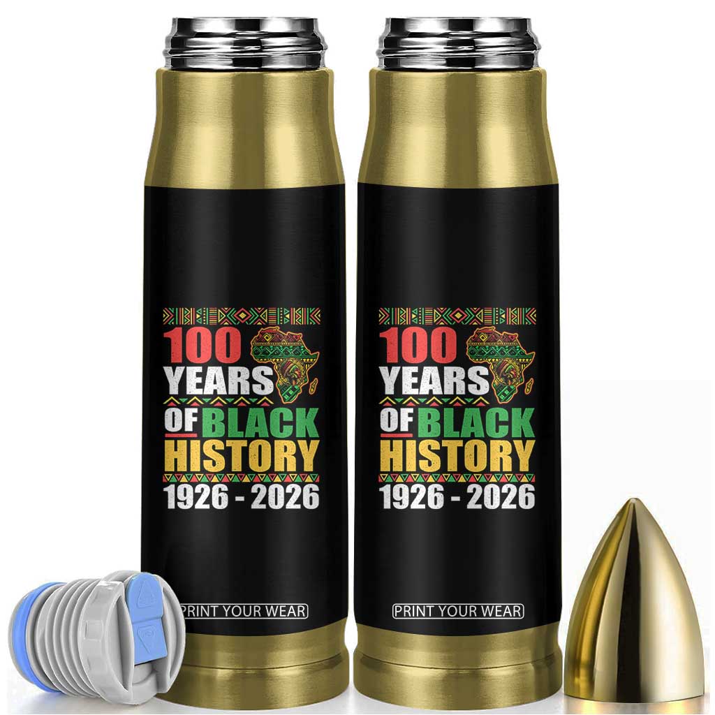 100 Years Of Black History 1926 2026 Centennial Bullet Tumbler Africa Map TS11 Black Print Your Wear