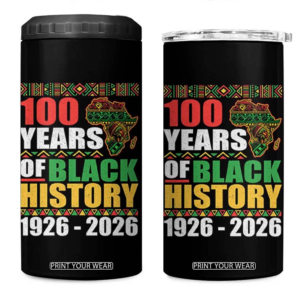 100 Years Of Black History 1926 2026 Centennial 4 in 1 Can Cooler Tumbler Africa Map TS11 One Size: 16 oz Black Print Your Wear
