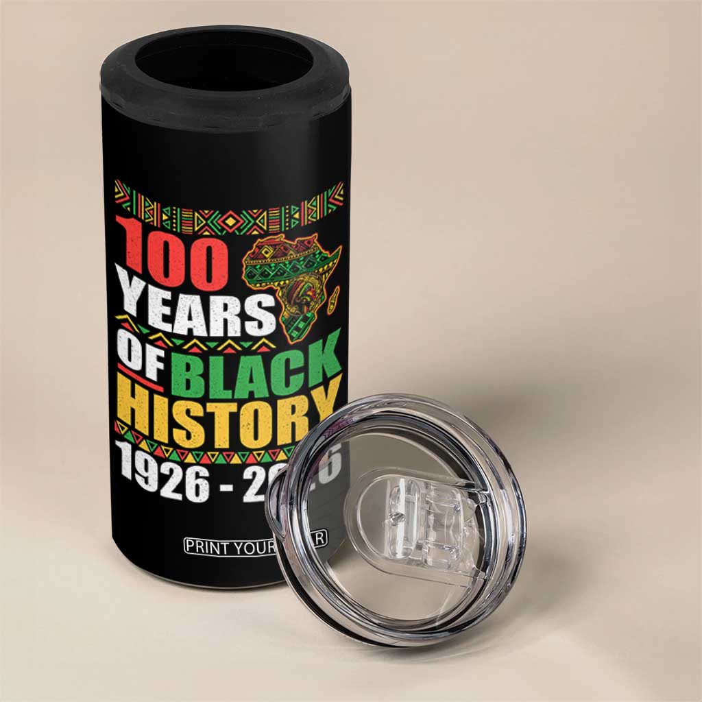 100 Years Of Black History 1926 2026 Centennial 4 in 1 Can Cooler Tumbler Africa Map TS11 Print Your Wear