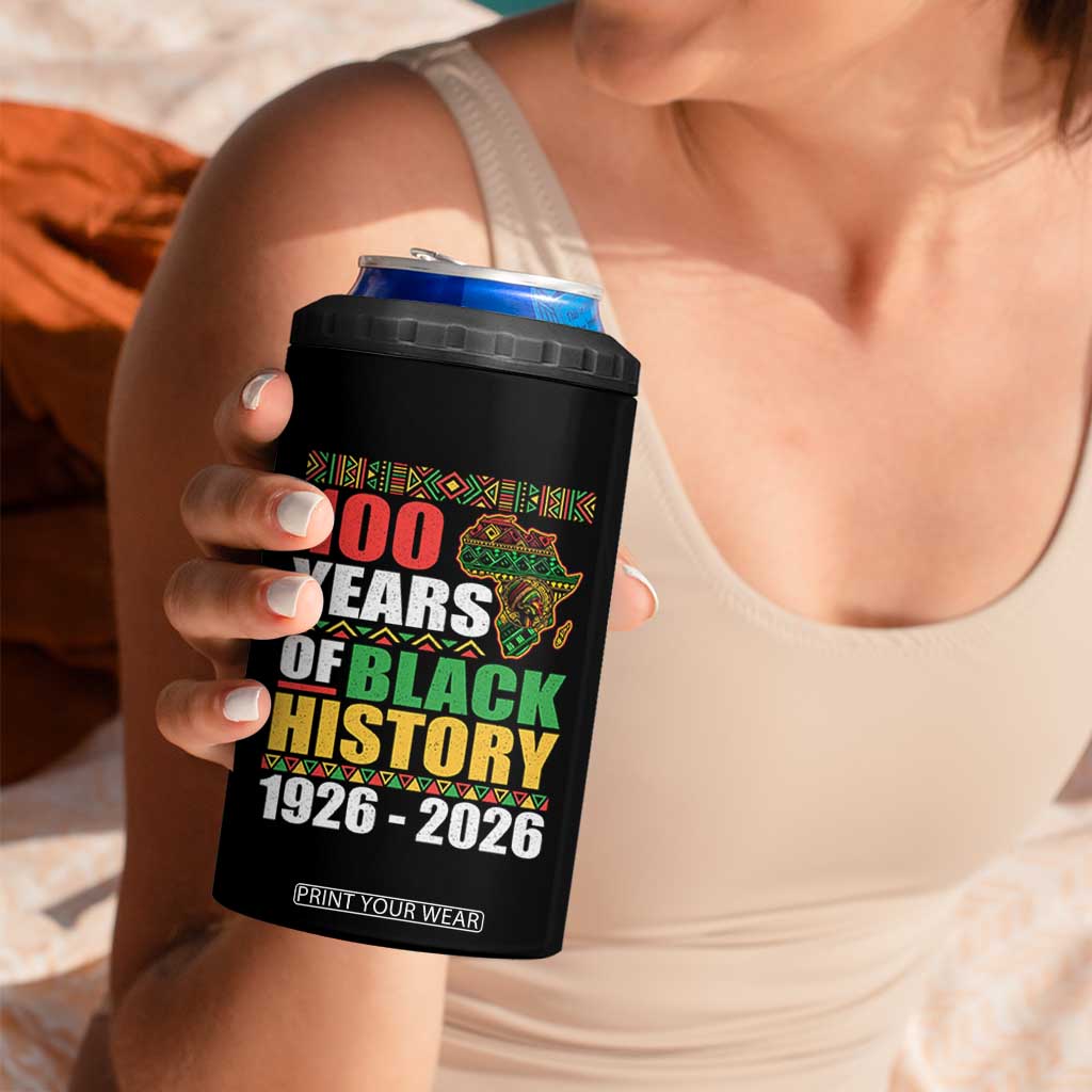 100 Years Of Black History 1926 2026 Centennial 4 in 1 Can Cooler Tumbler Africa Map TS11 Print Your Wear