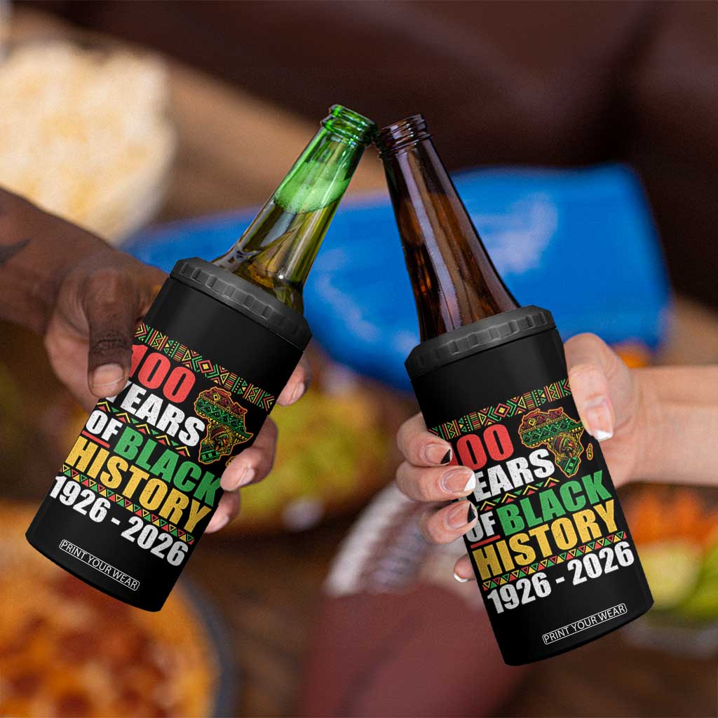 100 Years Of Black History 1926 2026 Centennial 4 in 1 Can Cooler Tumbler Africa Map TS11 Print Your Wear