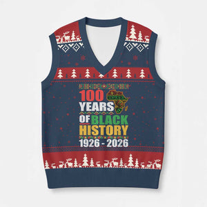 100 Years Of Black History 1926 2026 Centennial V-Neck Knit Sweater Vest Africa Map TS11 Navy Red Print Your Wear
