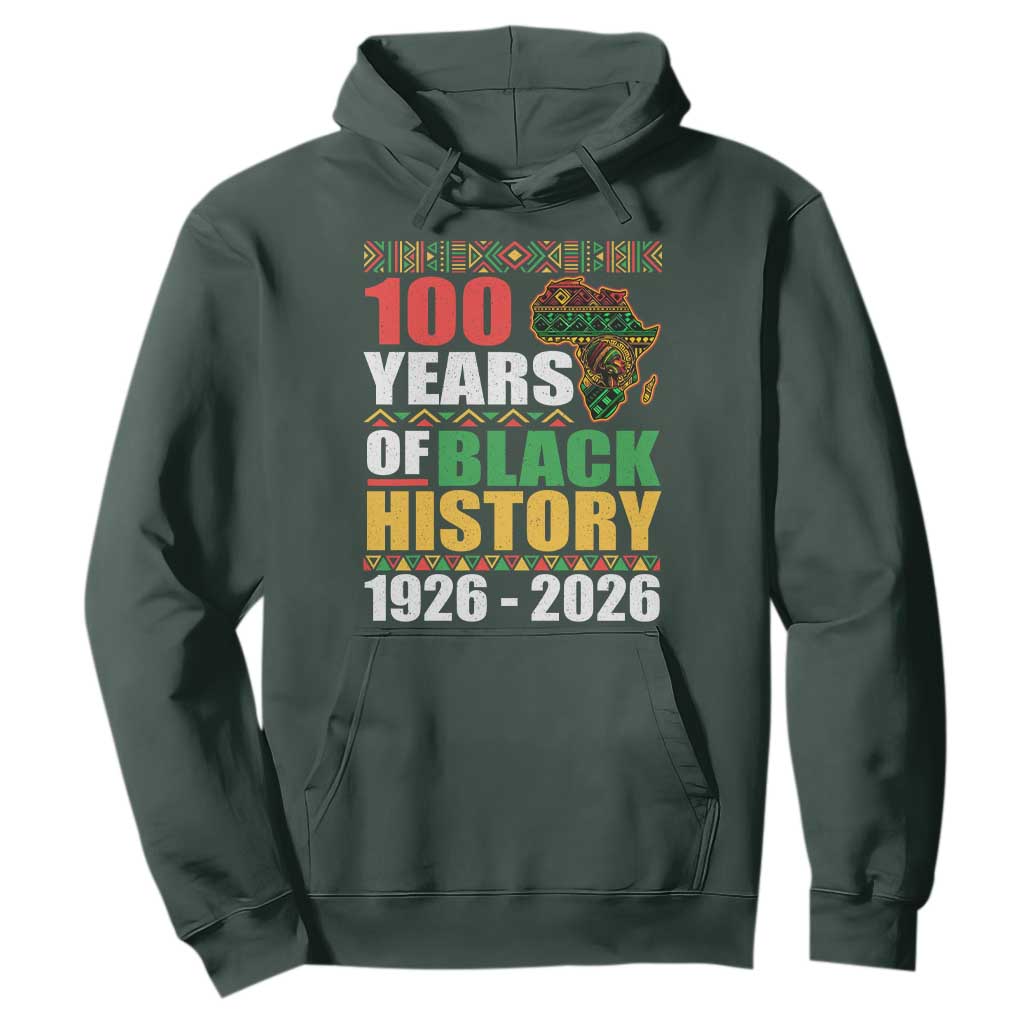 100 Years Of Black History 1926 2026 Centennial Hoodie Africa Map TS11 Dark Forest Green Print Your Wear
