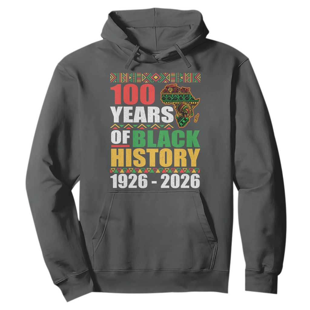 100 Years Of Black History 1926 2026 Centennial Hoodie Africa Map TS11 Dark Heather Print Your Wear