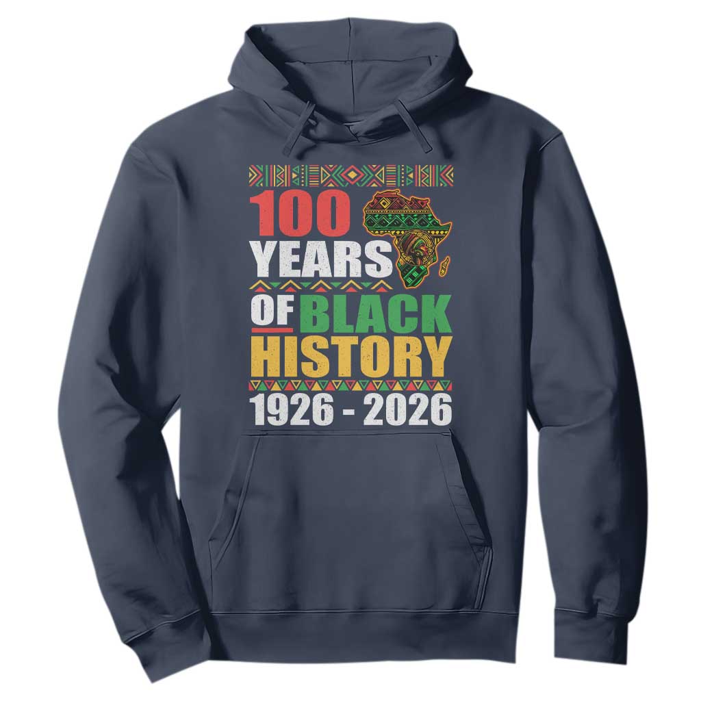 100 Years Of Black History 1926 2026 Centennial Hoodie Africa Map TS11 Navy Print Your Wear