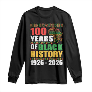 100 Years Of Black History 1926 2026 Centennial Long Sleeve Shirt Africa Map TS11 Black Print Your Wear