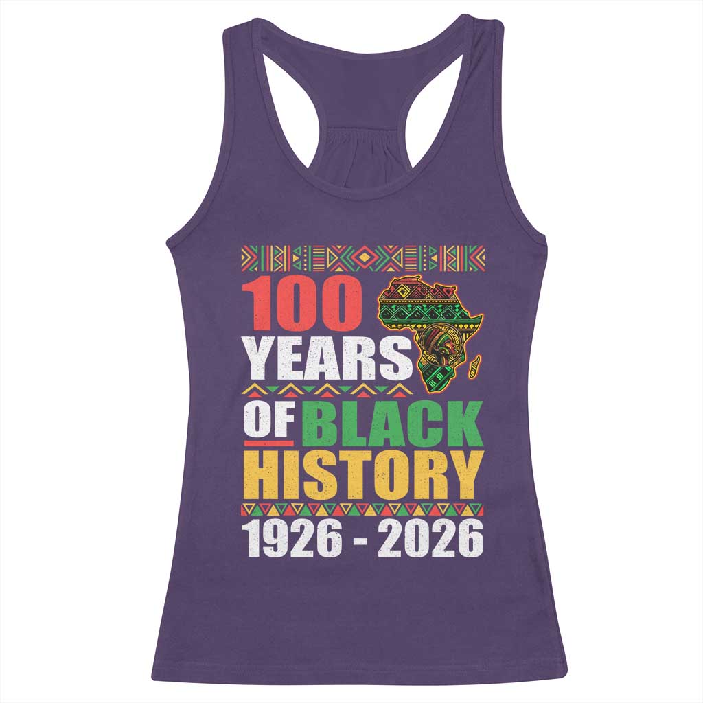 100 Years Of Black History 1926 2026 Centennial Racerback Tank Top Africa Map TS11 Purple Print Your Wear