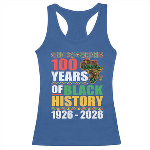 100 Years Of Black History 1926 2026 Centennial Racerback Tank Top Africa Map TS11 Royal Blue Print Your Wear