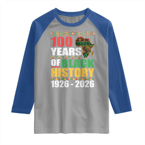 100 Years Of Black History 1926 2026 Centennial Raglan Shirt Africa Map TS11 Sport Gray Royal Print Your Wear