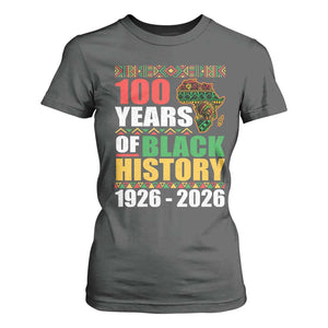 100 Years Of Black History 1926 2026 Centennial T Shirt For Women Africa Map TS11 Dark Heather Print Your Wear