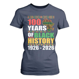 100 Years Of Black History 1926 2026 Centennial T Shirt For Women Africa Map TS11 Navy Print Your Wear