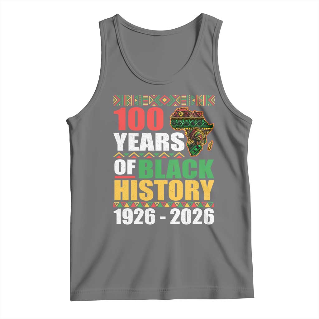 100 Years Of Black History 1926 2026 Centennial Tank Top Africa Map TS11 Black Heather Print Your Wear