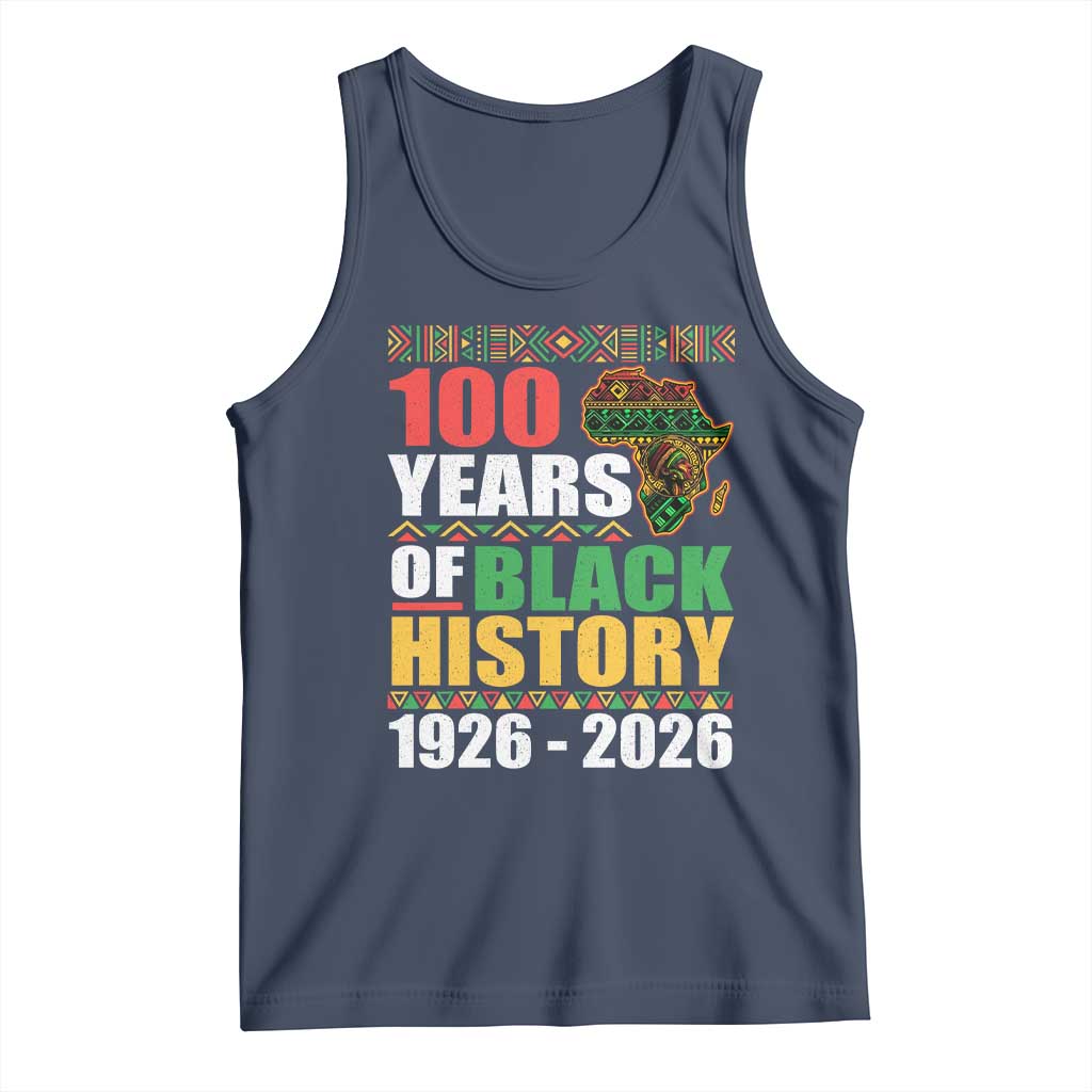 100 Years Of Black History 1926 2026 Centennial Tank Top Africa Map TS11 Navy Print Your Wear