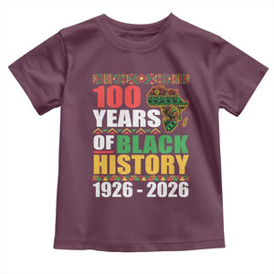 100 Years Of Black History 1926 2026 Centennial Toddler T Shirt Africa Map TS11 Maroon Print Your Wear