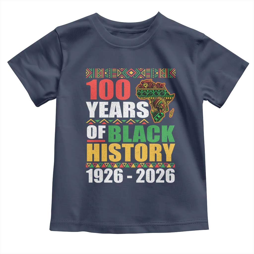 100 Years Of Black History 1926 2026 Centennial Toddler T Shirt Africa Map TS11 Navy Print Your Wear