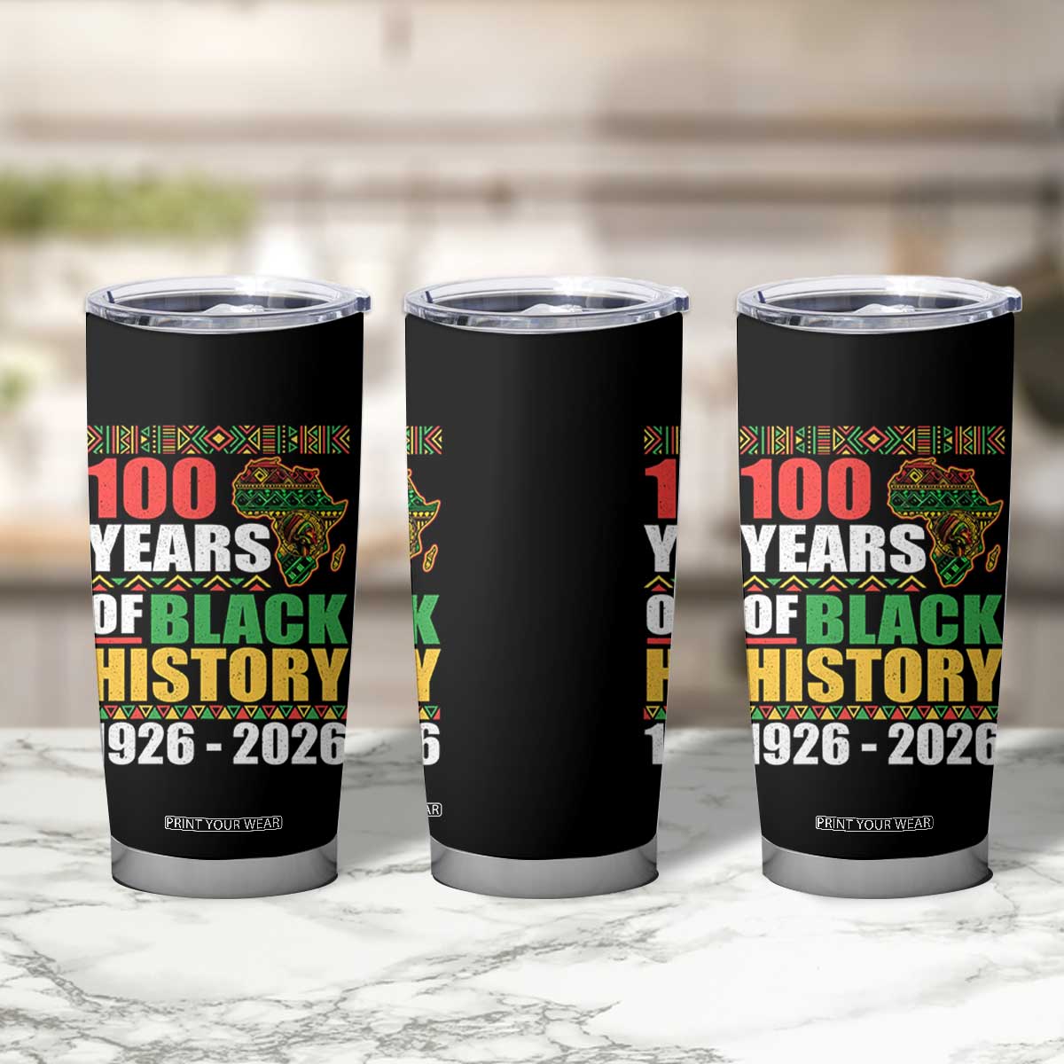100 Years Of Black History 1926 2026 Centennial Tumbler Cup Africa Map TS11 Print Your Wear
