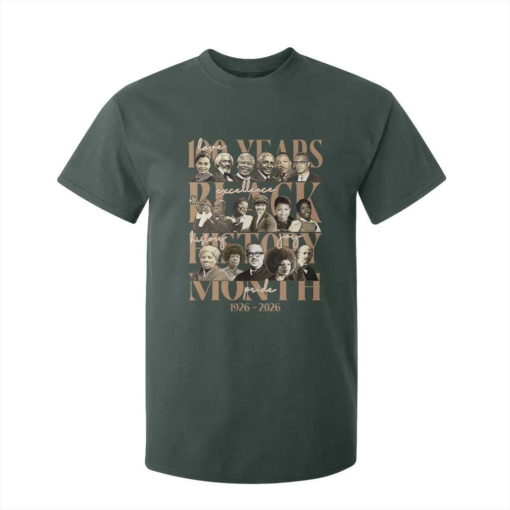 100 Years Of Black History Month T Shirt For Kid African American Historical Figures TS11 Dark Forest Green Print Your Wear
