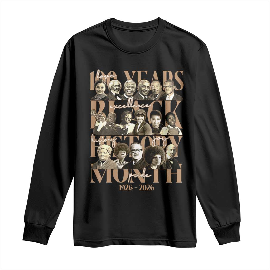 100 Years Of Black History Month Long Sleeve Shirt African American Historical Figures TS11 Black Print Your Wear