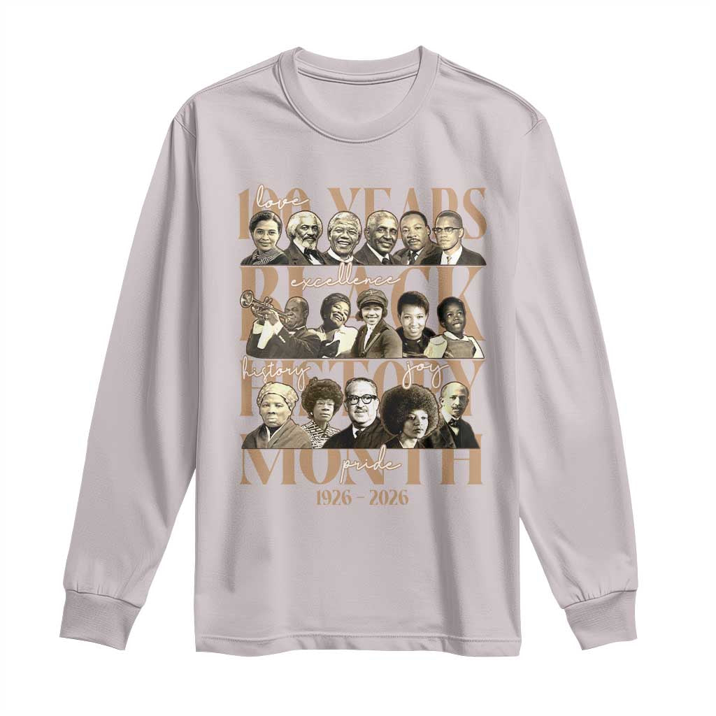 100 Years Of Black History Month Long Sleeve Shirt African American Historical Figures TS11 Ice Gray Print Your Wear