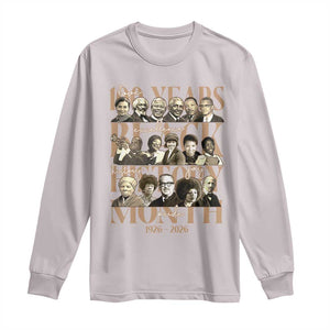 100 Years Of Black History Month Long Sleeve Shirt African American Historical Figures TS11 Ice Gray Print Your Wear