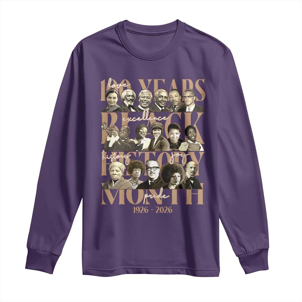 100 Years Of Black History Month Long Sleeve Shirt African American Historical Figures TS11 Purple Print Your Wear