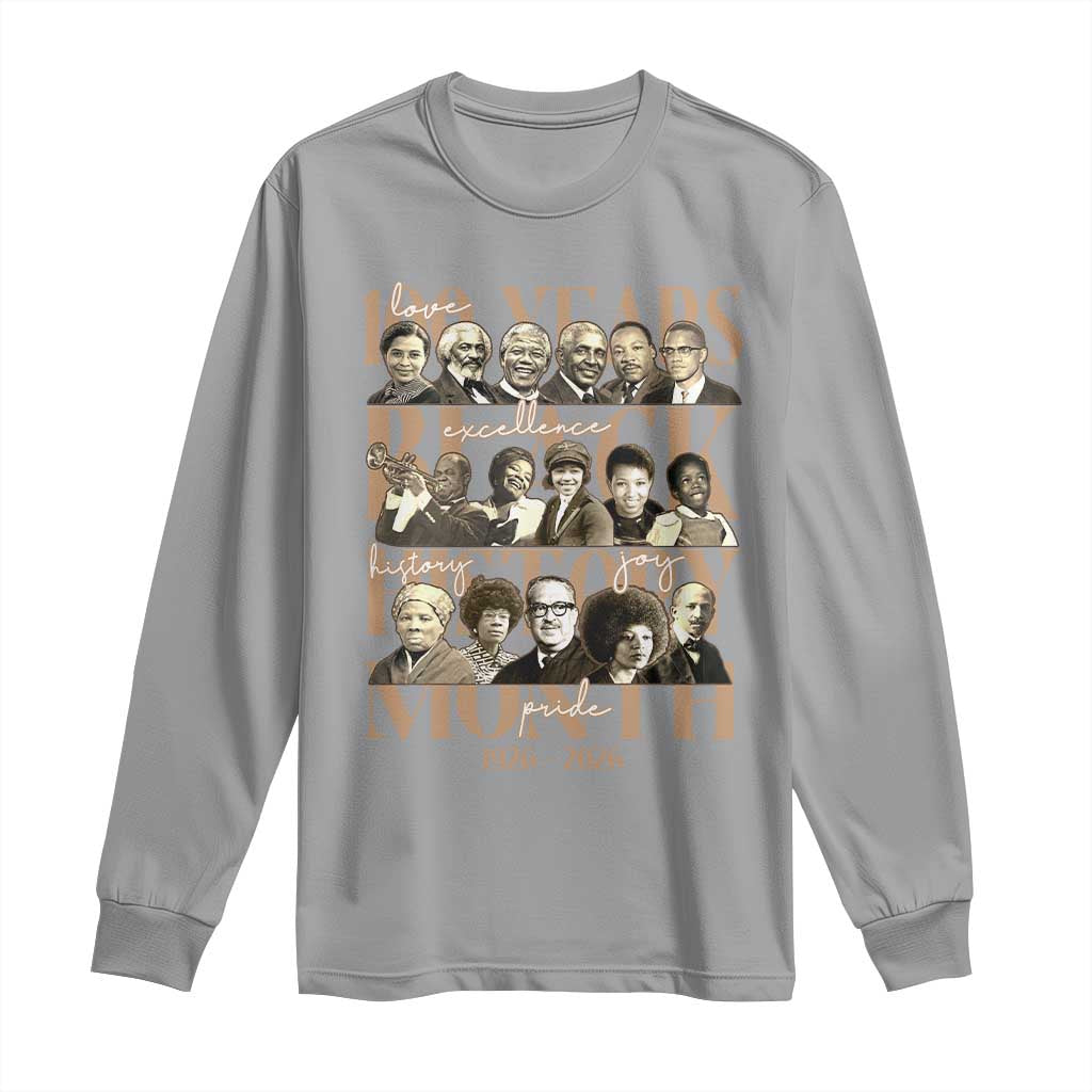 100 Years Of Black History Month Long Sleeve Shirt African American Historical Figures TS11 Sport Gray Print Your Wear
