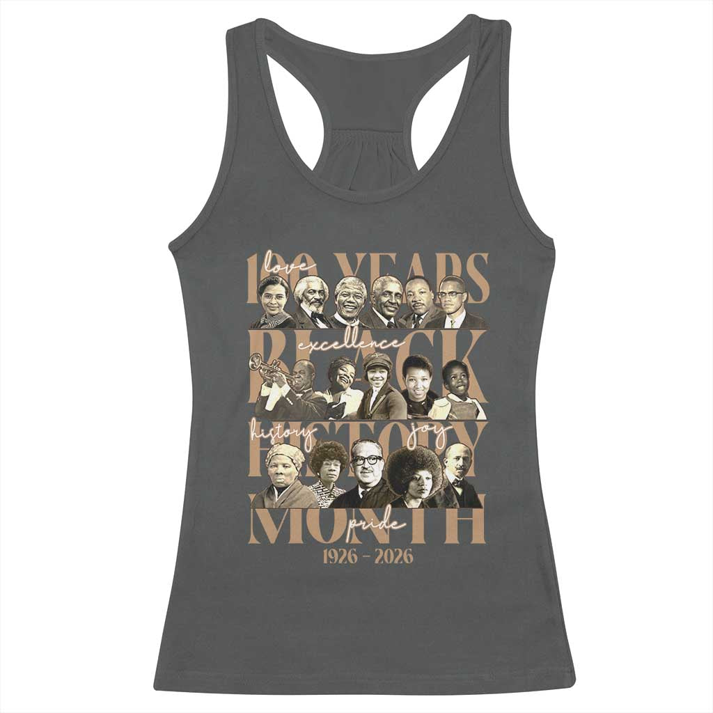 100 Years Of Black History Month Racerback Tank Top African American Historical Figures TS11 Dark Heather Print Your Wear