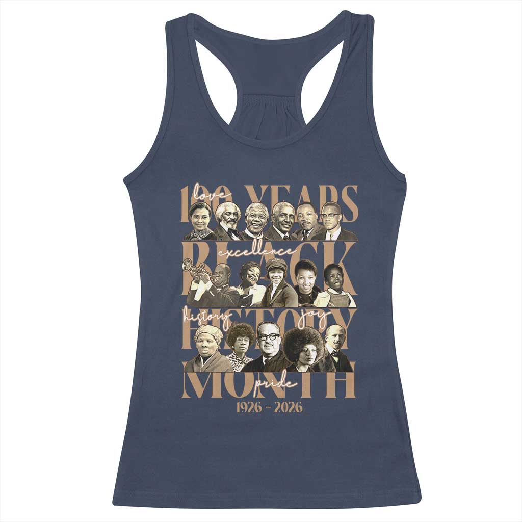 100 Years Of Black History Month Racerback Tank Top African American Historical Figures TS11 Navy Print Your Wear