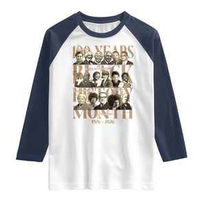 100 Years Of Black History Month Raglan Shirt African American Historical Figures TS11 White Navy Print Your Wear