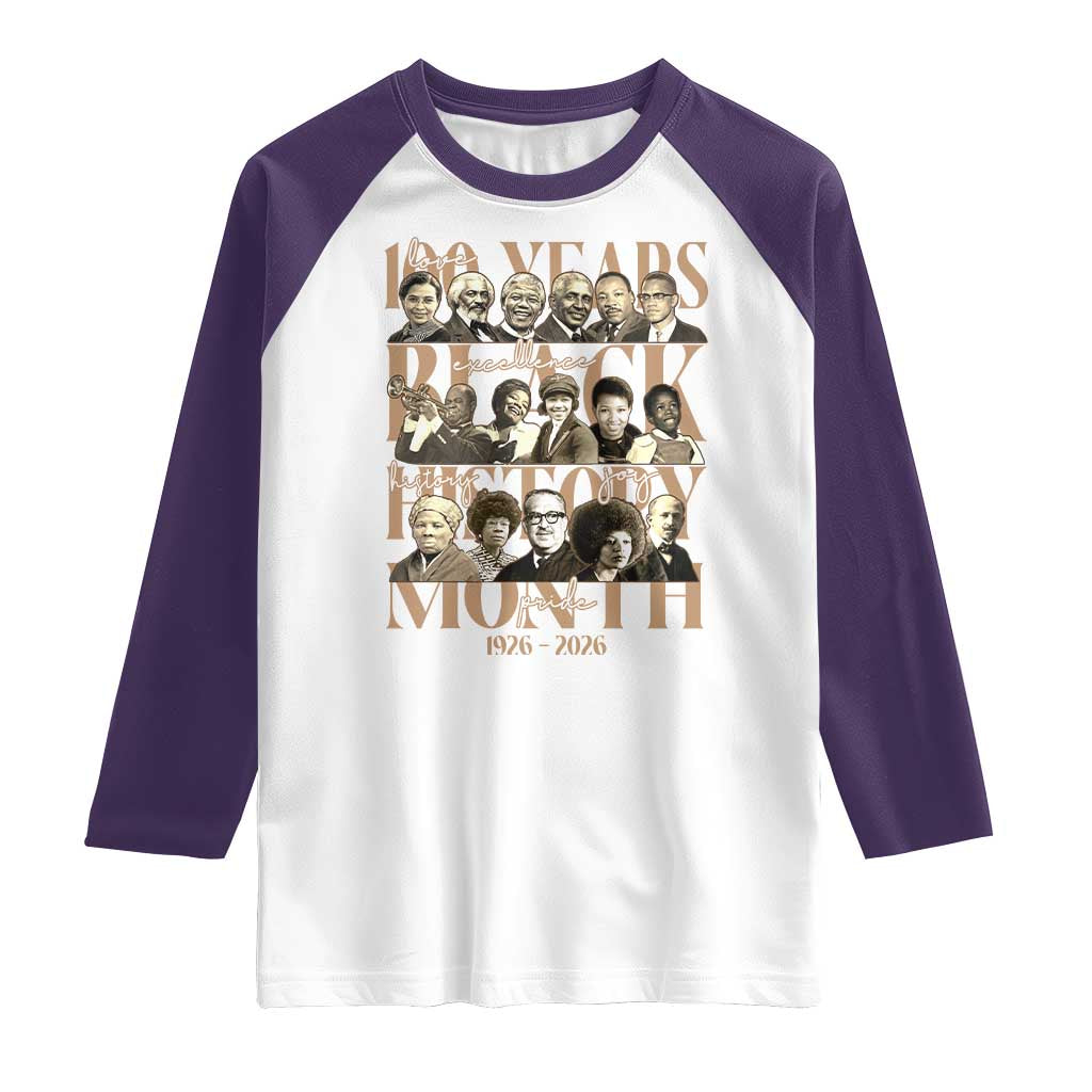 100 Years Of Black History Month Raglan Shirt African American Historical Figures TS11 White Purple Print Your Wear