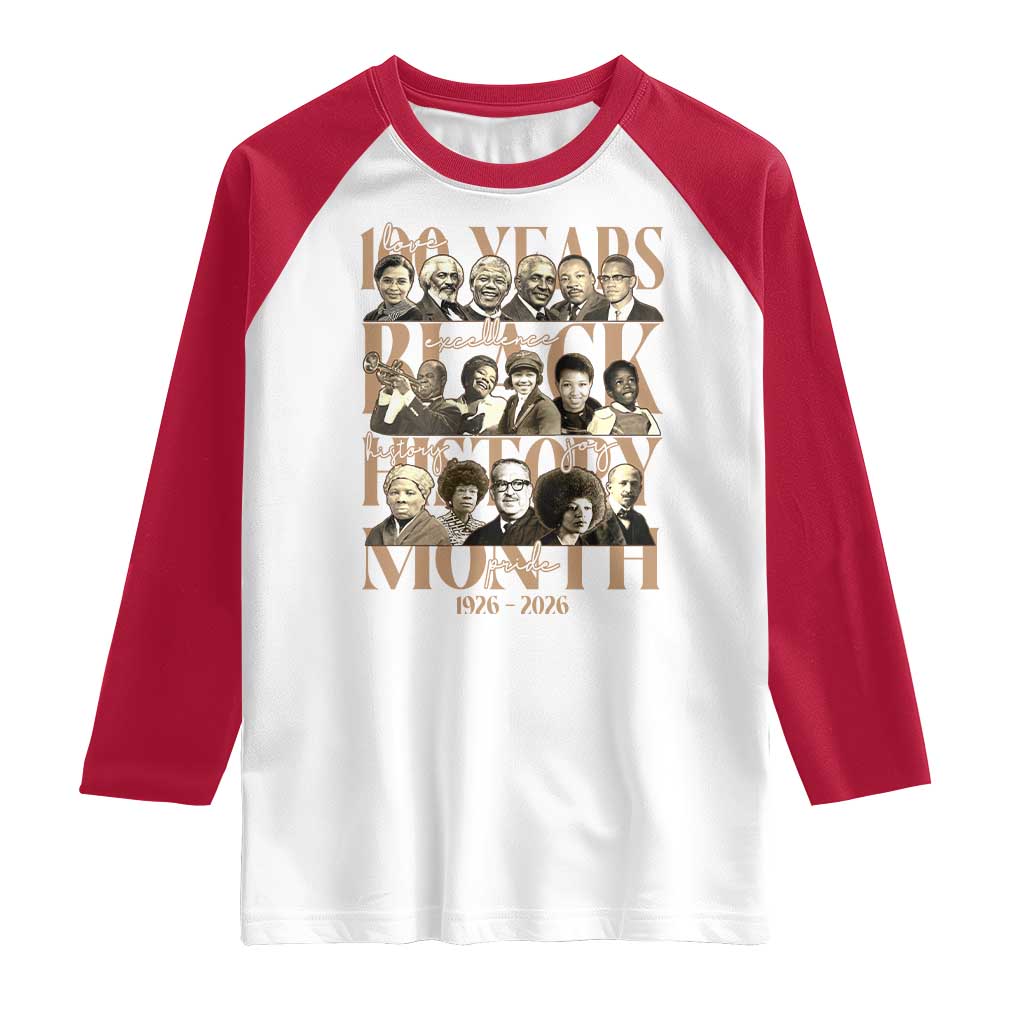 100 Years Of Black History Month Raglan Shirt African American Historical Figures TS11 White Red Print Your Wear