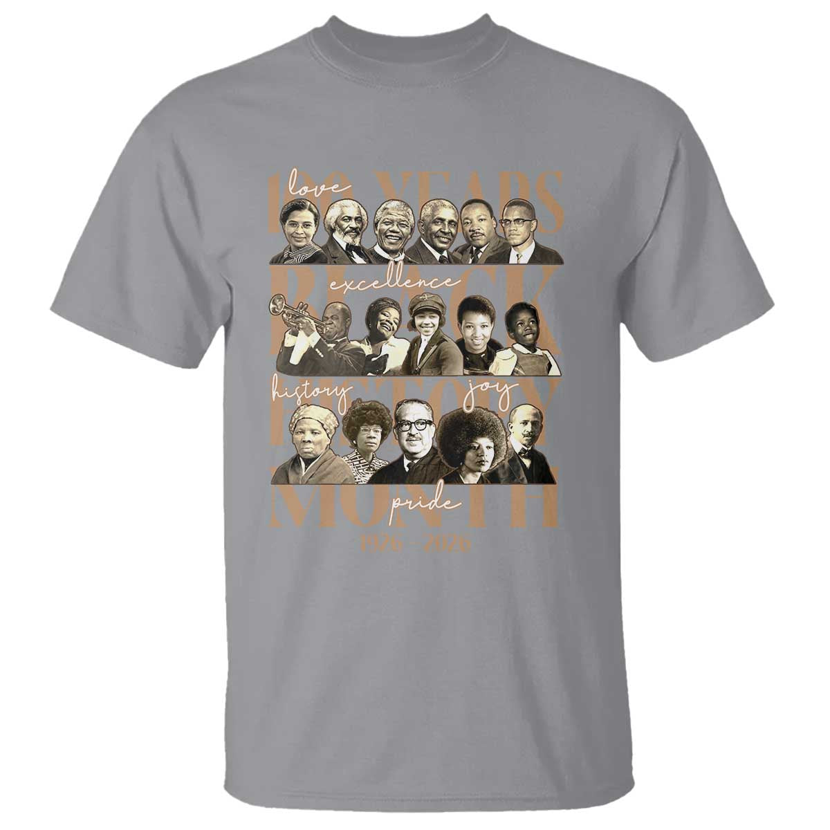 100 Years Of Black History Month T Shirt African American Historical Figures TS11 Sport Gray Print Your Wear