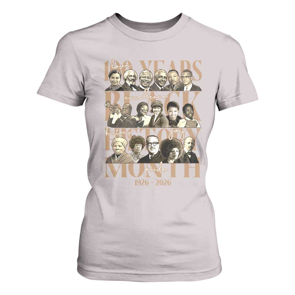 100 Years Of Black History Month T Shirt For Women African American Historical Figures TS11 Ice Gray Print Your Wear