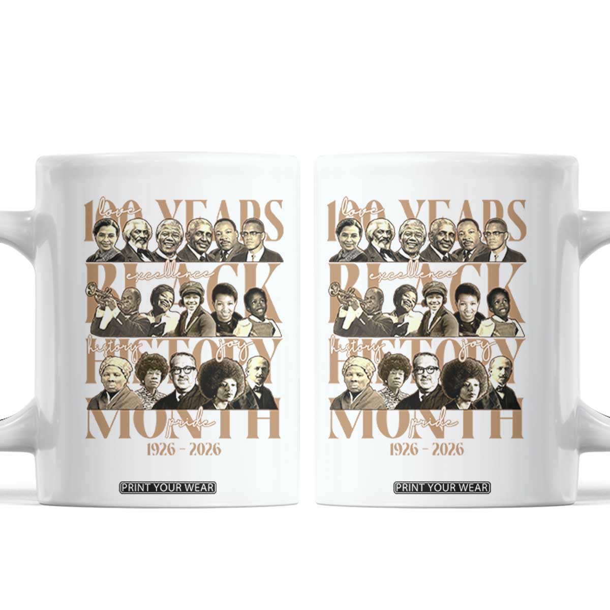 100 Years Of Black History Month Coffee Mug African American Historical Figures TS11 White Print Your Wear