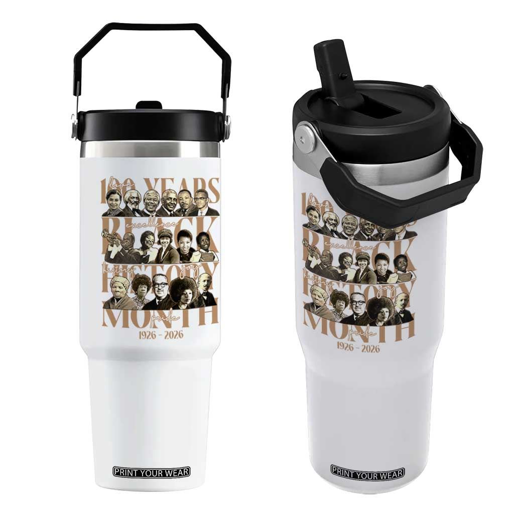 100 Years Of Black History Month Flip Straw Tumbler African American Historical Figures TS11 One Size: 30 oz White Print Your Wear