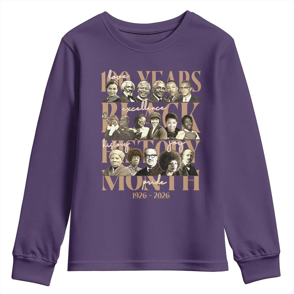 100 Years Of Black History Month Youth Sweatshirt African American Historical Figures TS11 Purple Print Your Wear