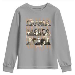 100 Years Of Black History Month Youth Sweatshirt African American Historical Figures TS11 Sport Gray Print Your Wear