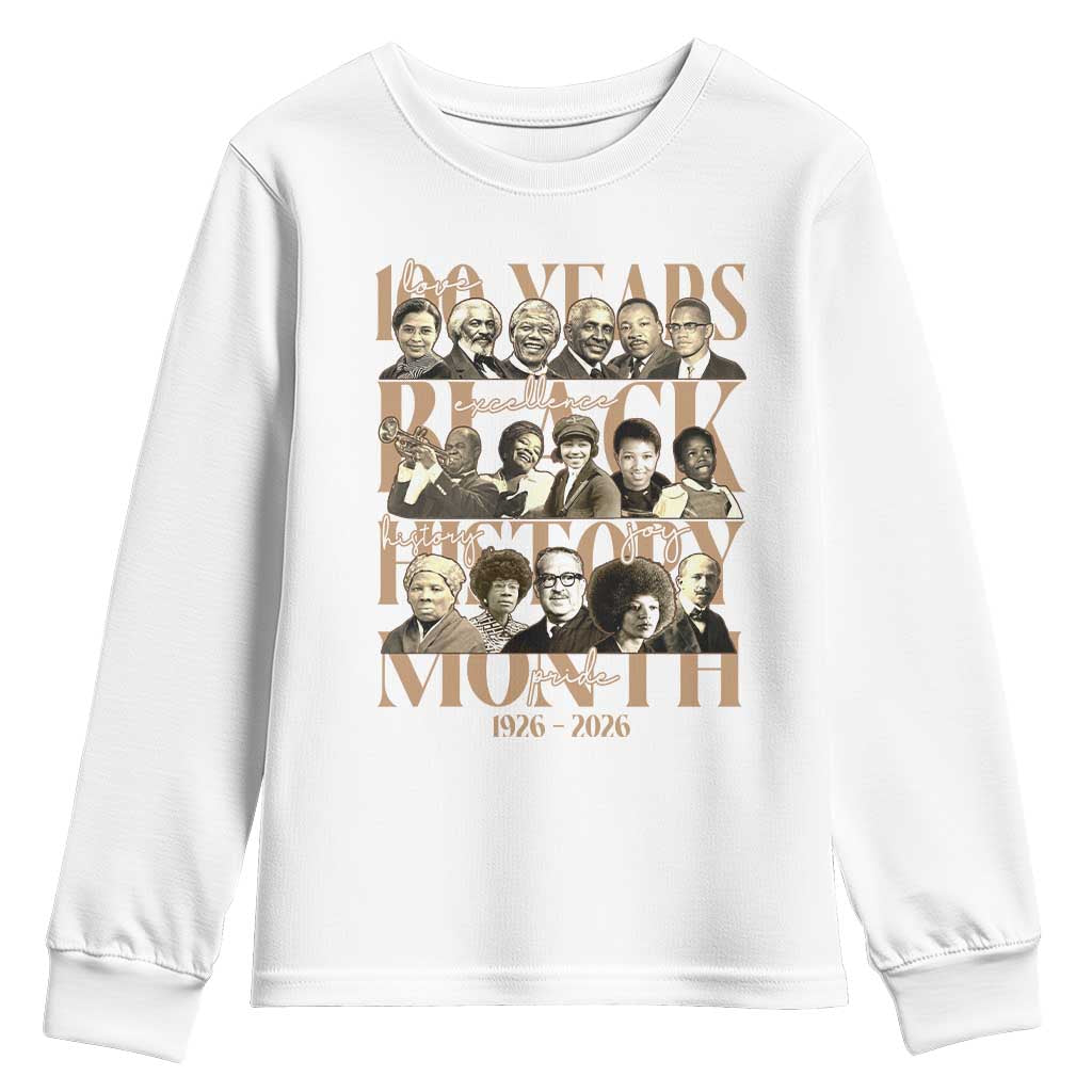 100 Years Of Black History Month Youth Sweatshirt African American Historical Figures TS11 White Print Your Wear