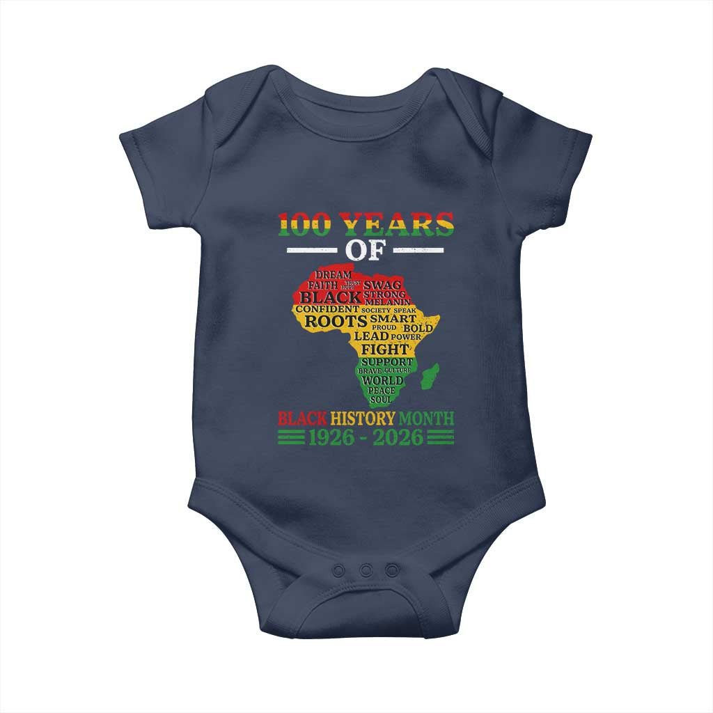 100 Years Of Black History Month Baby Onesie Centennial Of Black Culture TS11 Navy Print Your Wear