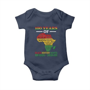 100 Years Of Black History Month Baby Onesie Centennial Of Black Culture TS11 Navy Print Your Wear