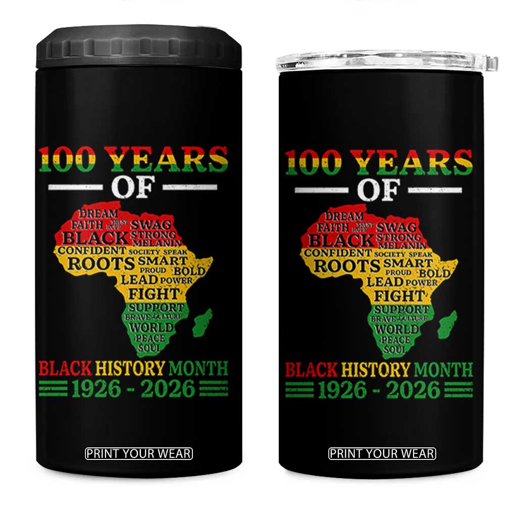 100 Years Of Black History Month 4 in 1 Can Cooler Tumbler Centennial Of Black Culture TS11 One Size: 16 oz Black Print Your Wear