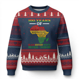 100 Years Of Black History Month Ugly Christmas Sweater Centennial Of Black Culture TS11 Navy Red Print Your Wear