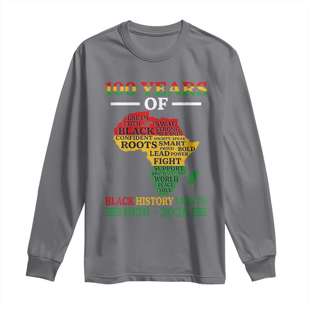 100 Years Of Black History Month Long Sleeve Shirt Centennial Of Black Culture TS11 Charcoal Print Your Wear